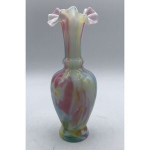Victorian End Of Day Blown Pastel Spatter Splatter‎ Vase 7"